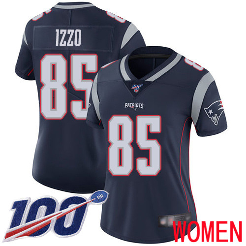New England Patriots Football #85 Vapor Untouchable 100th Season Limited Navy Blue Women Ryan Izzo Home NFL Jersey